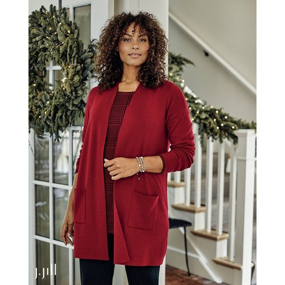 J. Jill Sweaters - J Jill 4X NEW Red Christmas Cardigan Sweater
